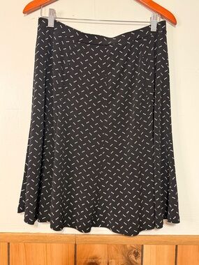 Liz Claiborne Black Skater Skirt with White Dot Print